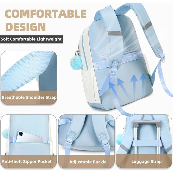 School Backpack for Girls Women 15.6 Laptop Bookbag Travel Kids Elementary - Picture 4 of 6